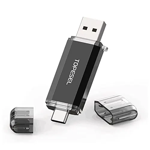 TOPESEL 128GB USB 3.0 Type C Dual OTG Flash Drive USB C Thumb Drive Memory Stick for USB-C Smartphones,Tablets, Samsung Galaxy S8, S8 Plus, Note 8, Black