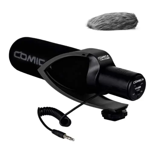 Camera Microphone, Comica CVM-V30 PRO Video Microphone Super-Cardioid Condenser Shotgun Microphone with Wind Muff for Canon Sony Nikon Panasonic Fuji Olympus DSLR Camera Camcorder and Smartphone