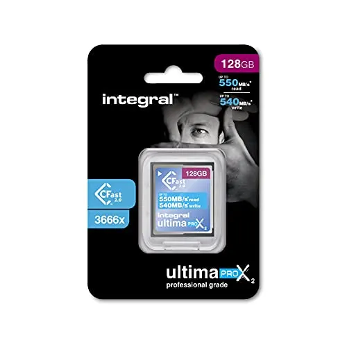 Integral 128GB CFast Card 2.0 High Performance with a read speed of up to 550MB/s and a write speed of up to 540MB/s