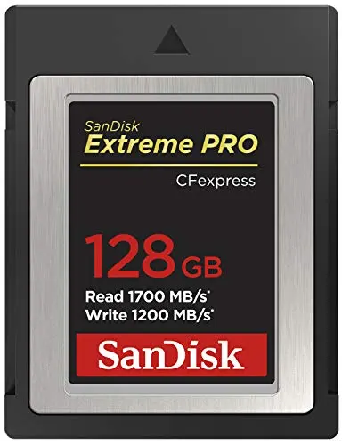 SanDisk Extreme PRO 128GB CF Express Card Type B, up to 1700MB/s, for RAW 4K video, black