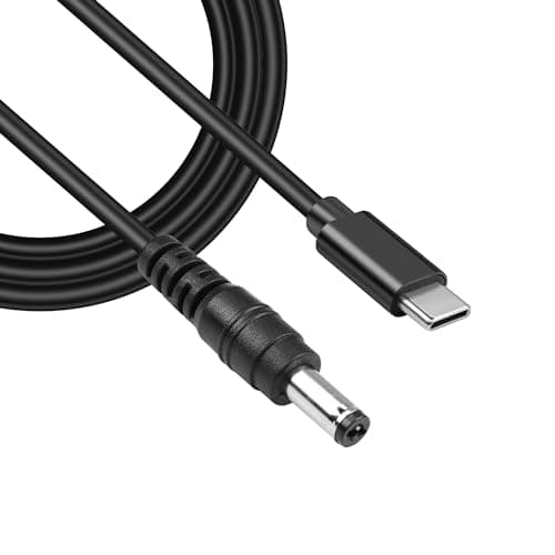 GINTOOYUN USB C to DC5521 Power Extension Charge Cable 65W PD USB Type C Input to DC 5.5x2.1mm Output Power Charging Cable, for Router,CCTV,laptop etc DC Power 12 Volts Device4.9FT(12V)